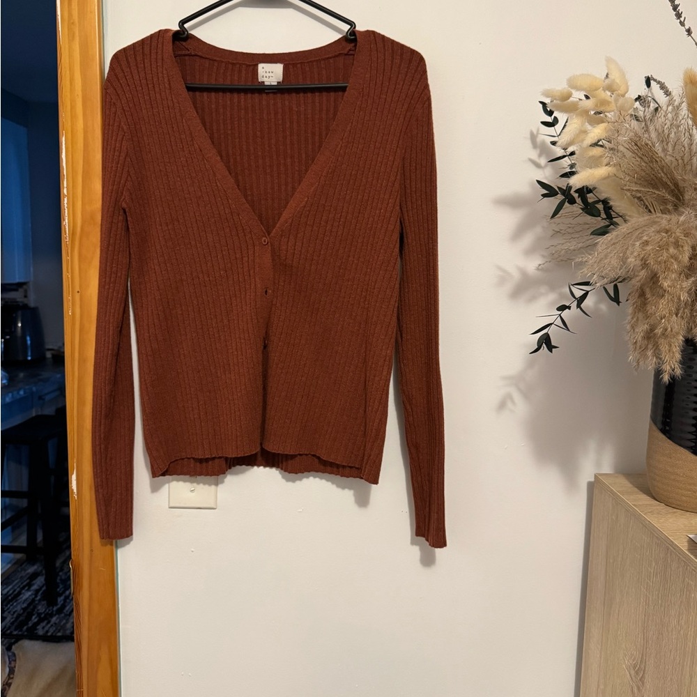 a new day Women's Rust V-Neck Cardigan